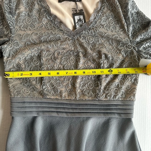 HOMEYEE Women's‎ Size 8 Chic V-Neck Lace Patchwork Flare Party Dress - Picture 8 of 10